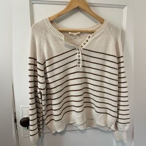 Sézane Léontine Jumper in Ecru/Camel Stripe